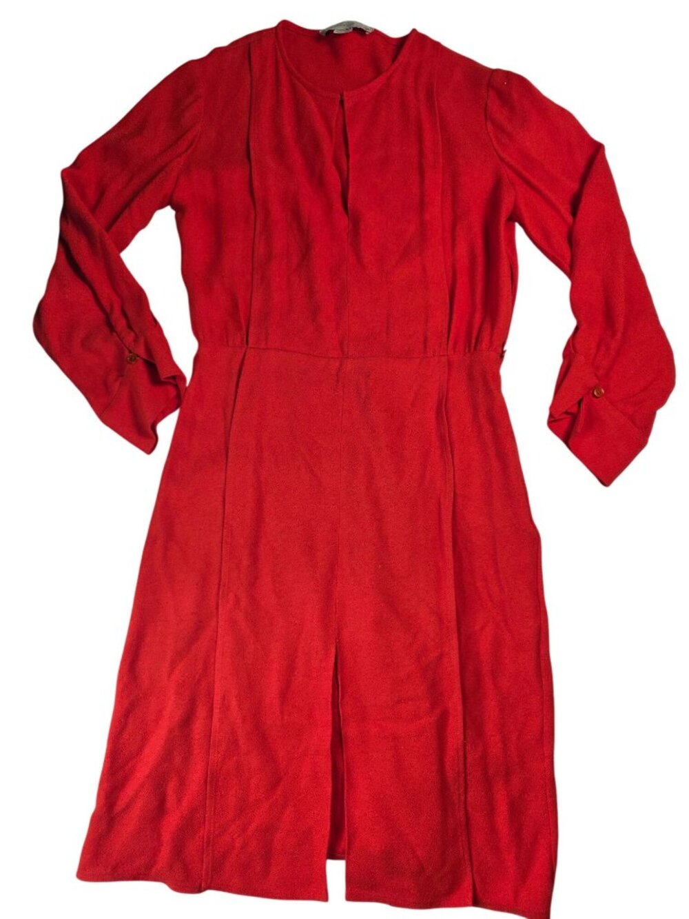 Stella McCartney Red Viscose Long Sleeve Midi Dress Size 40